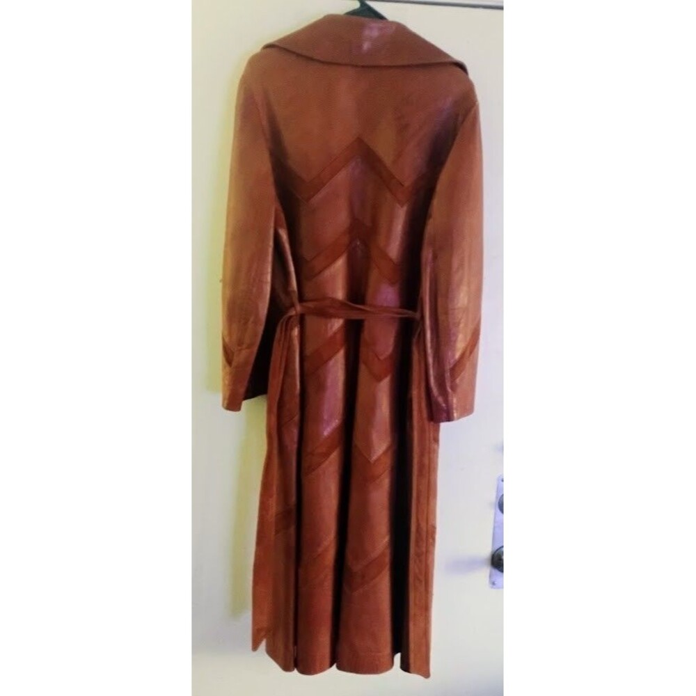 VTG NAPA Y ANTE SKIN GEAR CALIFORNIA PATCHWORK WOMENS S/M LEATHER TRENCH COAT - Picture 2 of 13